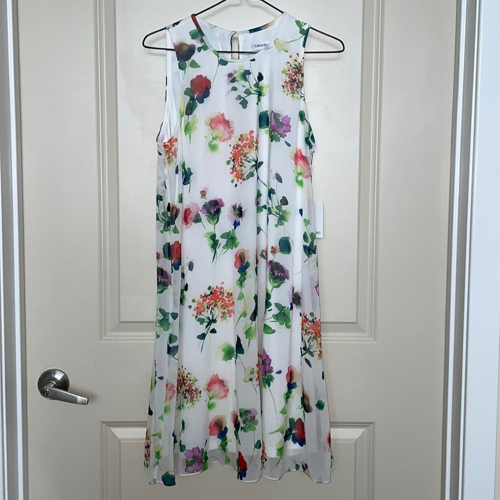 BNWT Floral Calvin Klein Shift Dress Size 10 RRP $99